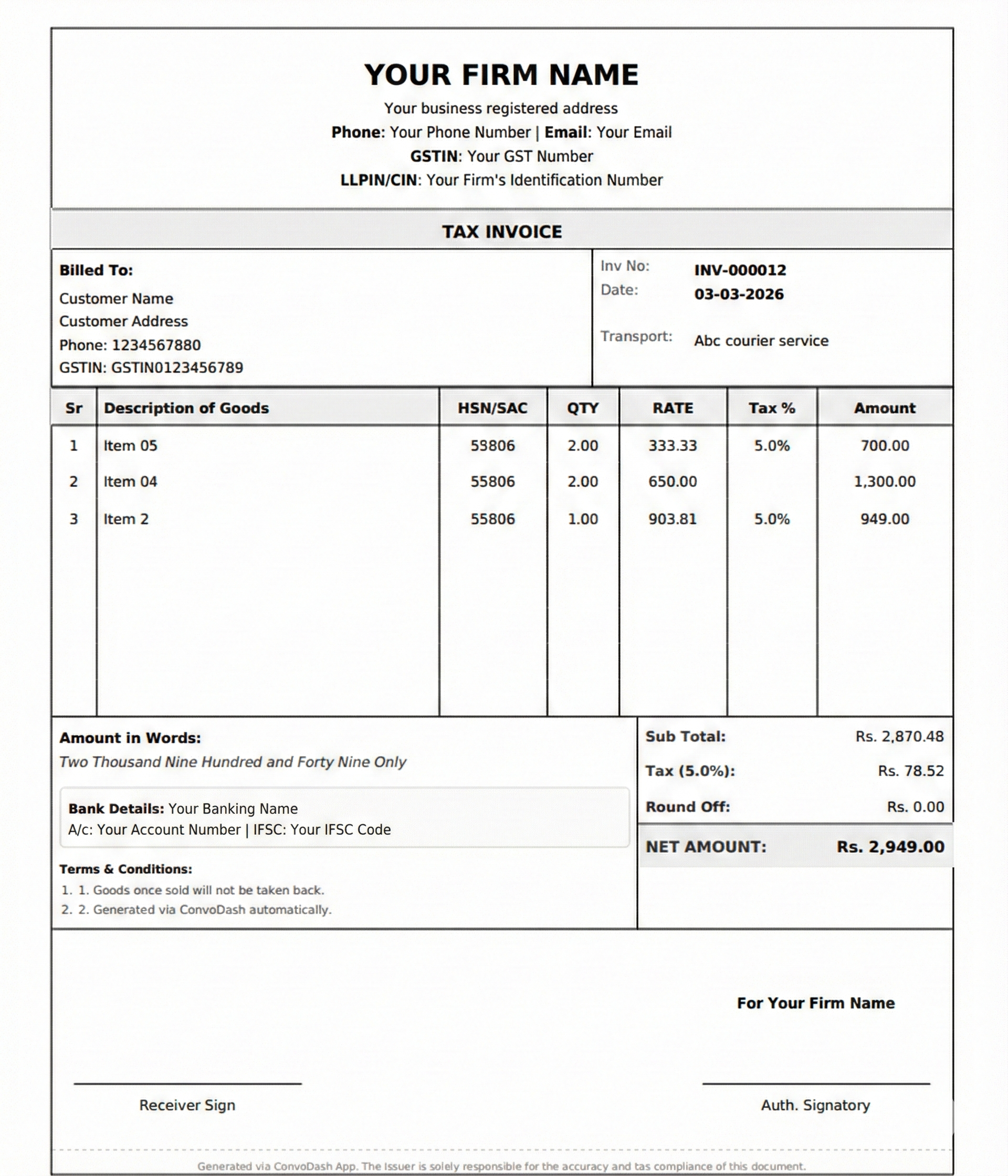 Sample Invoice